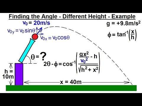 Physics 3.5: Projectile Motion - Finding the Angle (4 of 4) Different Height: Example