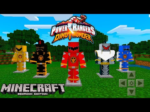 MELHOR ADDON DE POWER RANGERS DINO TROVÃO para MINECRAFT PE!