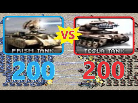 Prism vs Tesla - Same Range Attack - Red Alert 2