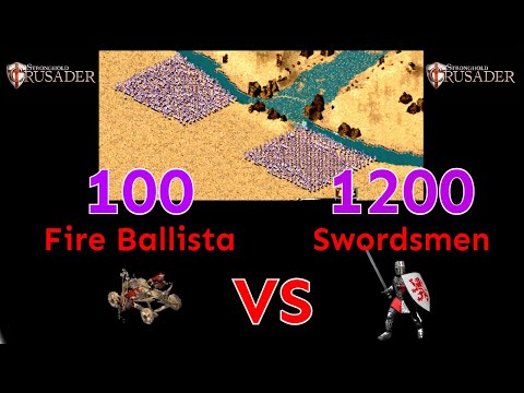 100 Fire Ballista VS 1200 Swordsmen | Fight | Stronghold Crusader