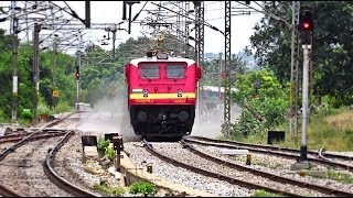 preview picture of video 'Brilliant Dust Raising Entry By WAP4 Seshadri Express At Level Crossing !!'
