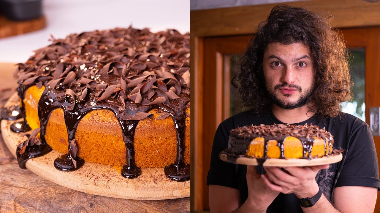 BOLO DE CENOURA FOFINHO 🥕 COM CASQUINHA DE CHOCOLATE! | Receitas Internéticas | Mohamad Hindi