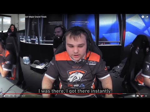 booth guy smirking when OG won a teamfight vs VP
