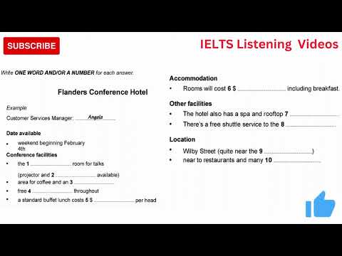 Flanders conference hotel IELTS listening practices with answer key || 15.07.2023