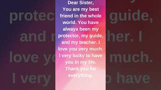 A beautiful message for sister. Share it and spread the love #rakshabandhan #sistersongstatus