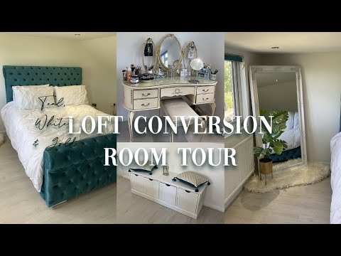 BEDROOM TOUR- LOFT CONVERSION TEAL, WHITE & GOLD | Morgan Fernandez