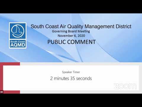 South Coast AQMD Governing Board Meeting - November 6, 2020