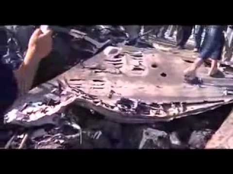 حطام طائرة ميغ 23 تم تدميرها من قبل لواء أحرار دارة عزة على جبهة دارة عزة في ريف حلب