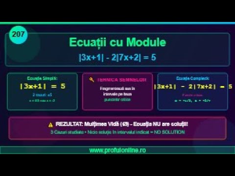 Lectia 207 - Ecuații și Inecuații cu Module - Tehnica Semnelor | Cum Rezolvi |3x+1| - 2|7x+2| = 5