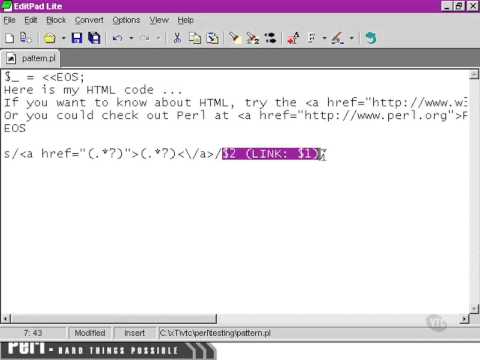 VTC Player   Perl Fundamentals, Subpattern replacement  2