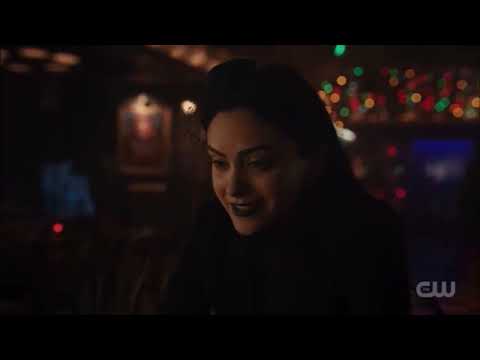 Riverdale 6x14 Veronica called Betty ask for drink Archie Betty and Veronica takes shots White warm.