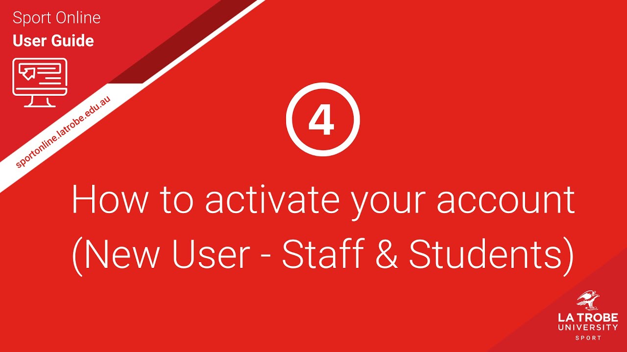 Sport Online - How To Activate Your Account (La Trobe Staff and Students - New Users)