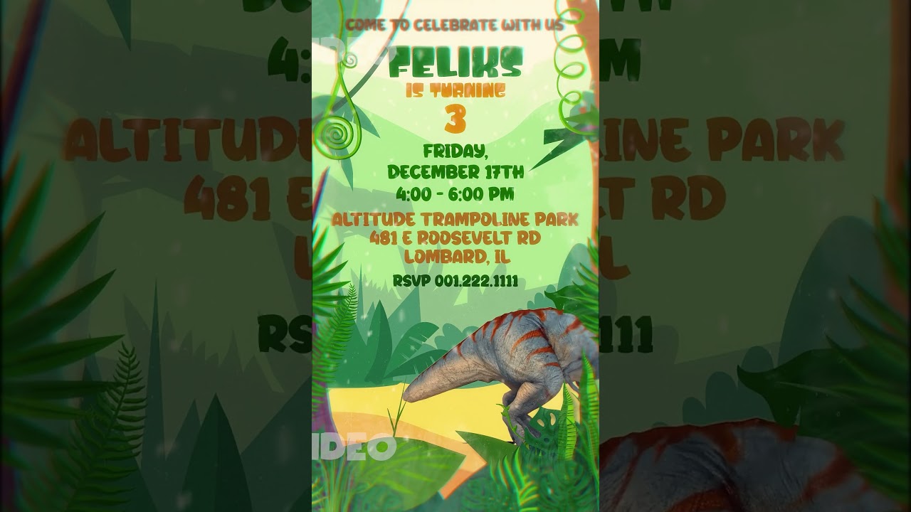 Dinosaur Birthday Video Invitation for Boys | Animated Dino Party MP4 | Custom Digital Kids Invite