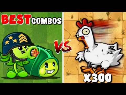PvZ2 Challenge! 30 Random Combos Plants Vs 300 Zombie Chicken - Who Will Win?