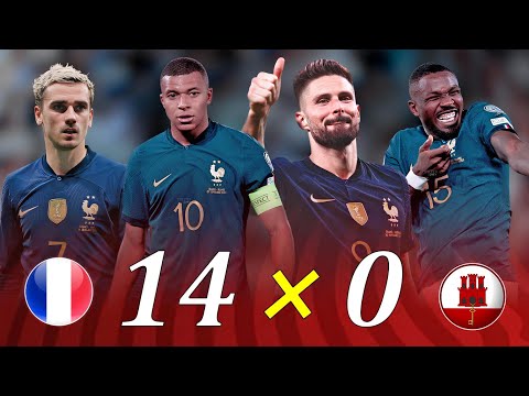 اكبر نتيجة فى التاريخ - فرنسا 14 - 0 جبل طارق - هاتريك مبابى وجيرو