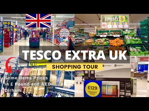Tour de compras na TESCO UK 🇬🇧 MAIOR supermercado britânico COMPRAS DE MERCEARIA 4K! Itens e preços!