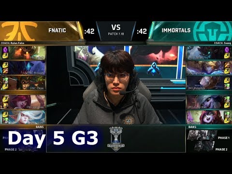 Fnatic vs Immortals | Day 5 Main Group Stage S7 LoL Worlds 2017 | FNC vs IMT G2