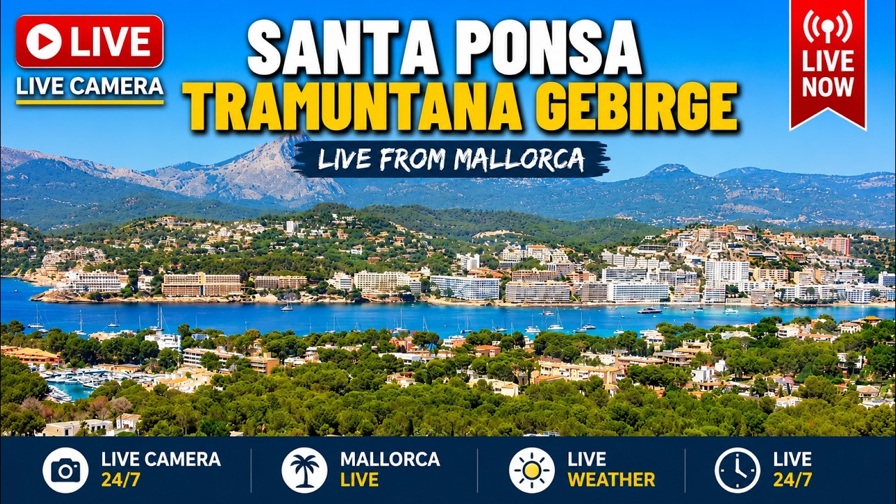 Live webcam view of Santa Ponsa Bay & Tramuntana Panorama