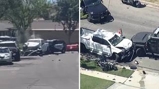 Domestic violence suspect fatally shot by police after chase ends with crash in Simi Valley