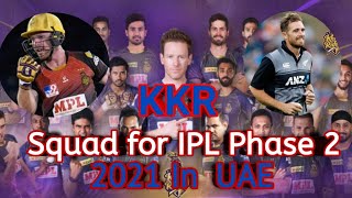 KKR Squad for IPL 2021 Phase 2 || Kolkata Knight Riders Squad for IPL 2021 : UAE Phase