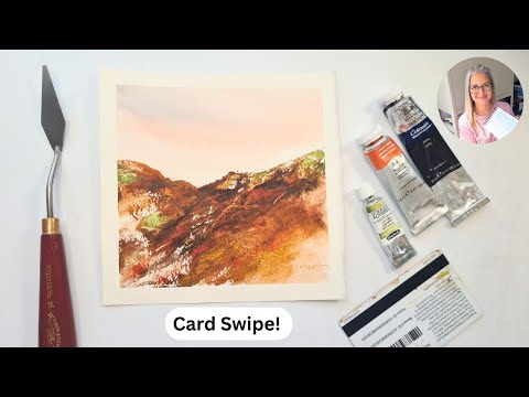 Easy Card Swipe Painting Anyone Can Try! Create Mountains of texture in your Landscape
