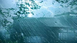 Midnight Rain Thunderstorm Sounds for Sleeping | Heavy Rain on Tin Roof, Mighty Thunder & Storm Wind