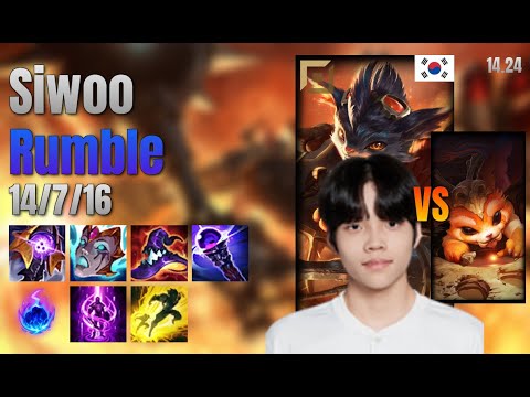 Siwoo Top Rumble vs Gnar lol KR solo rank Full Game 14.24 | 시우 럼블 vs 나르