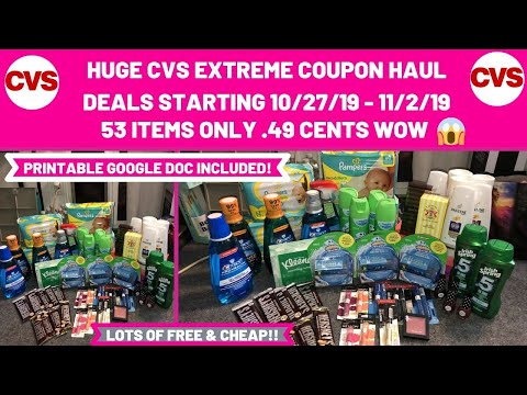 HUGE CVS EXTREME COUPON HAUL DEALS STARTING 10/27/19~53 ITEMS ONLY .49 CENTS~TONS OF FREEBIES 😍 Video