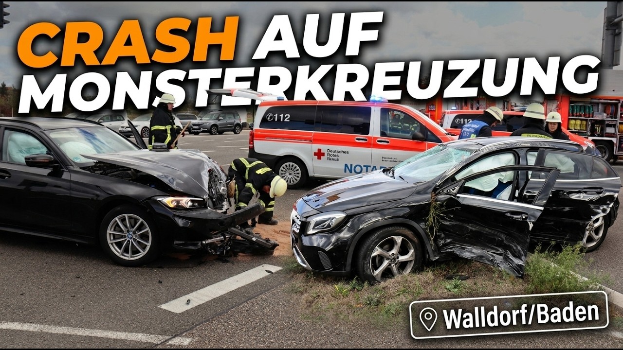 Schwerer Unfall an Walldorfer Monsterkreuzung: Mercedes überschlägt sich mehrfach