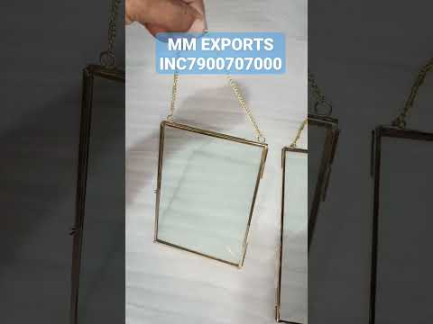 Square brass glass picture frame, for home