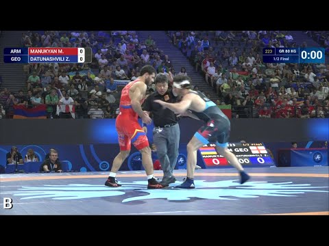1/2 GR - 80 kg: M. MANUKYAN (ARM) df. Z. DATUNASHVILI (GEO) by VFA, 7-0