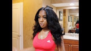 QUICK WEAVE START TO FINISH (Natural hair leave out)!!! ft. Maxglamhair