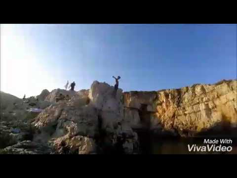 Cliff jumping in Croatia, kamenjak national park.