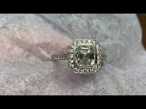 2.10 CTW GIA Certified Asscher Halo Engagement Ring @ Diamond Exchange Houston