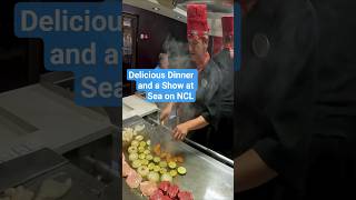 Slice, Dice and Chop Teppanyaki Dining Experience #norwegianstar #cruiseship #ncl #teppanyaki #food