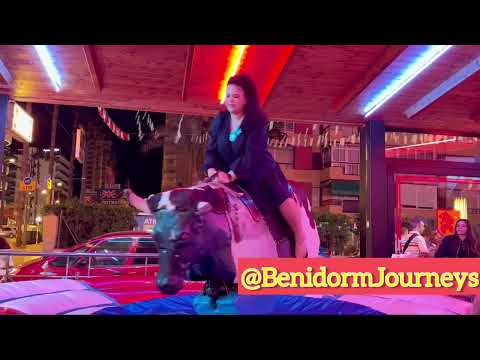 Wild Night in Benidorm Girls Tame the Bull | Bulls riding 4K