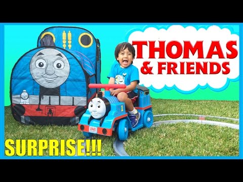 GIANT THOMAS AND FRIENDS SURPRISE TENT and Train Power Wheels Video
