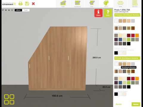 schrankwerk.de - Der 3D-Konfigurator für Möbel nach Maß - Schritt 4 "Dekore"