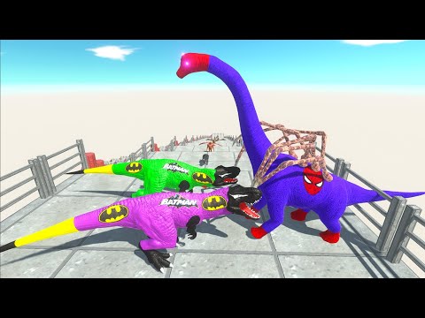 SPIDERMAN BRACHIO vs GREEN & PURPLE BATMAN T-REX vs HULK GORO - Animal Revolt Battle Simulator