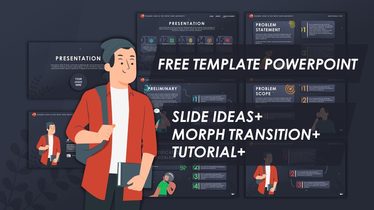 Free Template PPT Study | Morph Transition + Tutorial | Powerpoint Slide Ideas
