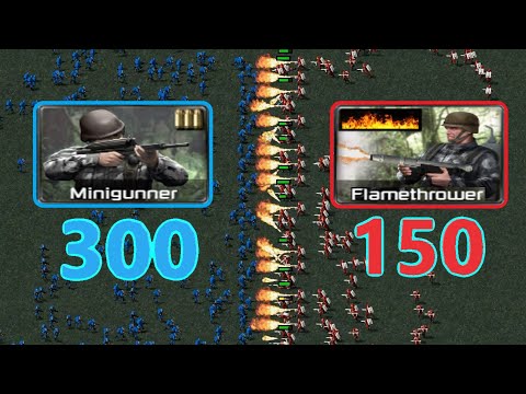 Minigunners vs Flamethrowers - Same Cost - Tiberian Dawn Remastered