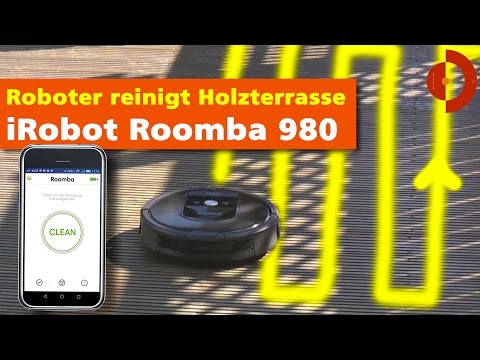 irobot roomba 980 reinigt Holzterrasse