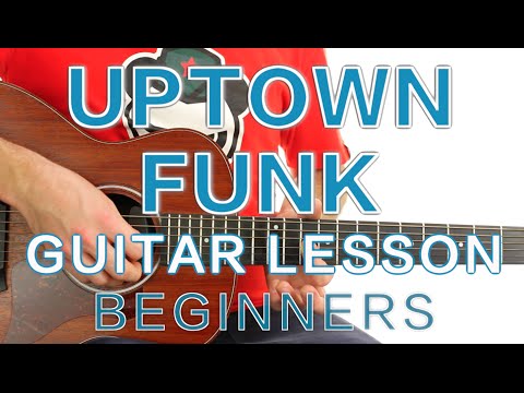 ► Uptown Funk - Mark Ronson ft. Bruno Mars - Guitar Lesson (Beginners) ✎ Free Tab