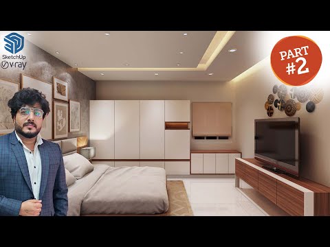 Part 2 || SketchUp Turtorial || Bedroom interior with V ray