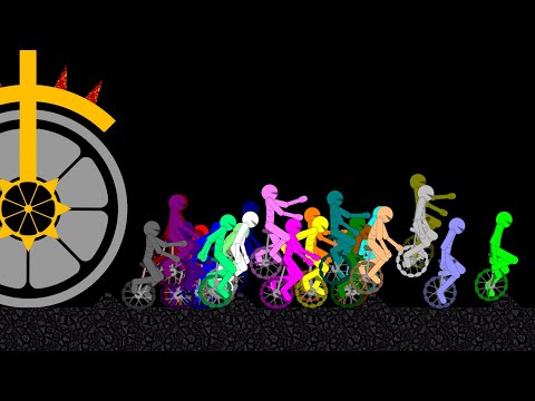 Escape from the Road Roller - Survival Unicycle Race in Algodoo