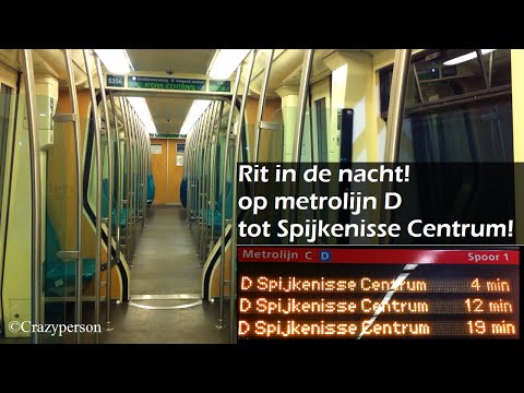 RET Metro rit in de nacht vanaf De Akkers, op lijn D tot Spijkenisse Centrum!! deels linker-spoor