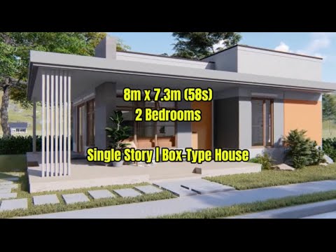 Ultra-Modern Single-Story House Design 2022 | Box-Type Home 8.0m x 7.3m (58 sqm) | 2 Bedrooms