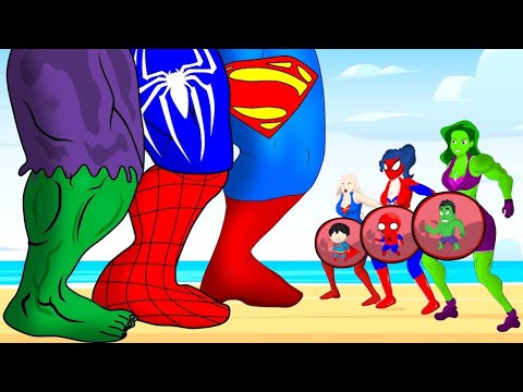 Rescue SHE HULK PREGNANT, SUPER-GIRL, SPIDER-GIRL From GIANT FEET : Who Is The King Of Super Heroes?
