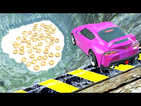 Car Jumps & Falls into Milk with Giant Cereal - BeamNG.drive