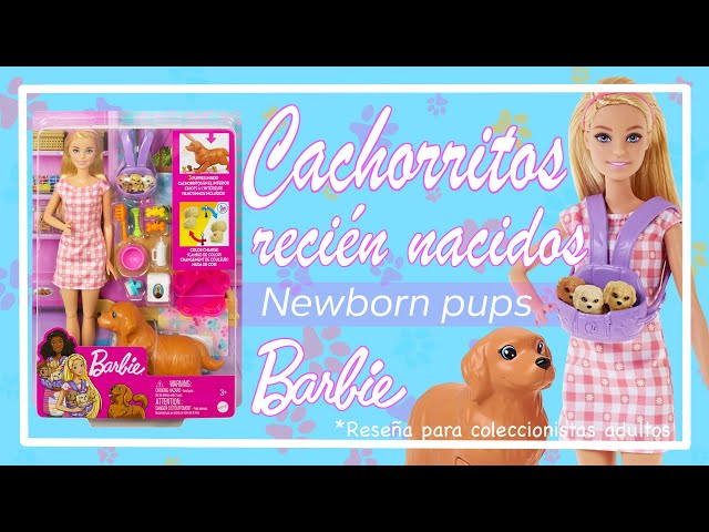Vídeo relacionado con Barbie Perritos recién Nacidos Muñeca Rubia con Perrito y Accesorios de Juguete, Regalo para niñas y niños +3 años (Mattel HCK75)
